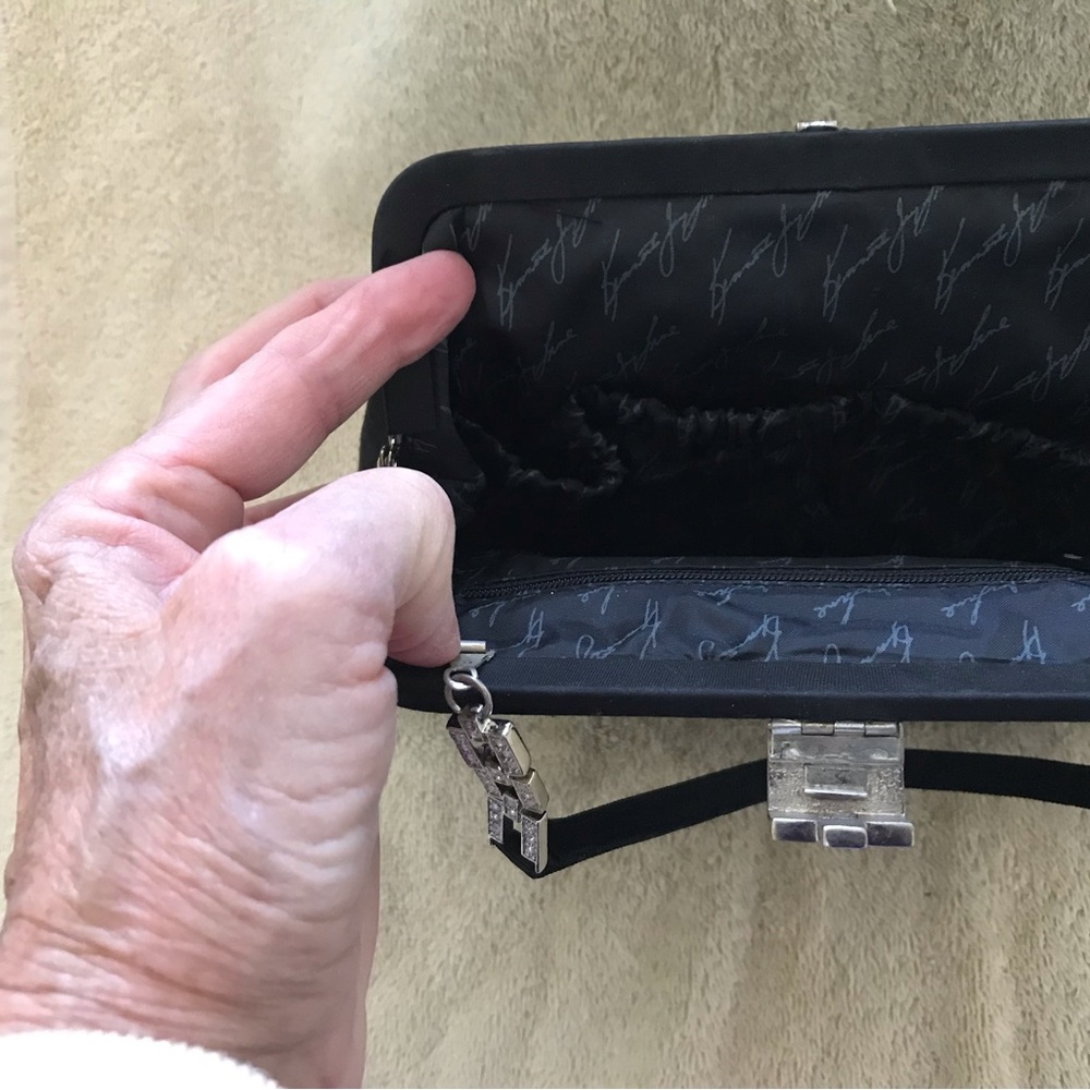 Kenneth Jay Lane Black Shoulder Bag with Silver Accents - Picture 6 of 7